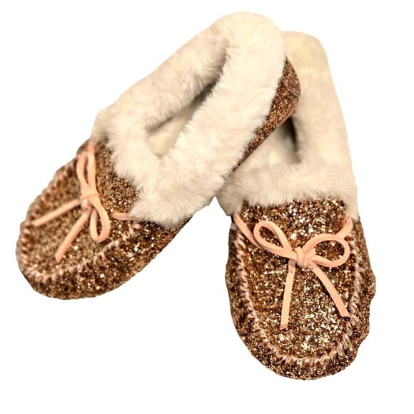 Crewcuts by J.Crew Kid's Gold and Pink Slippers w white Size K3 - Picture 1 of 8